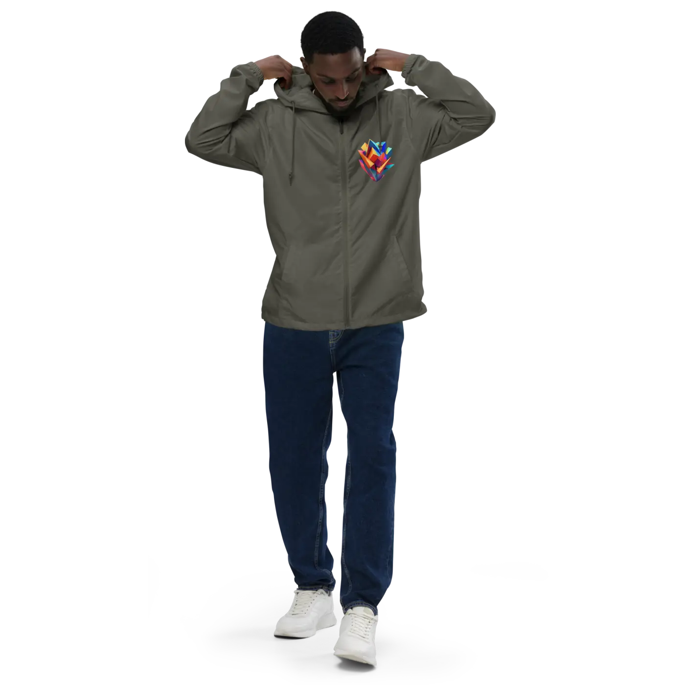 Geometric Pattern Zip Jacket Water Resistant - DipaliZ