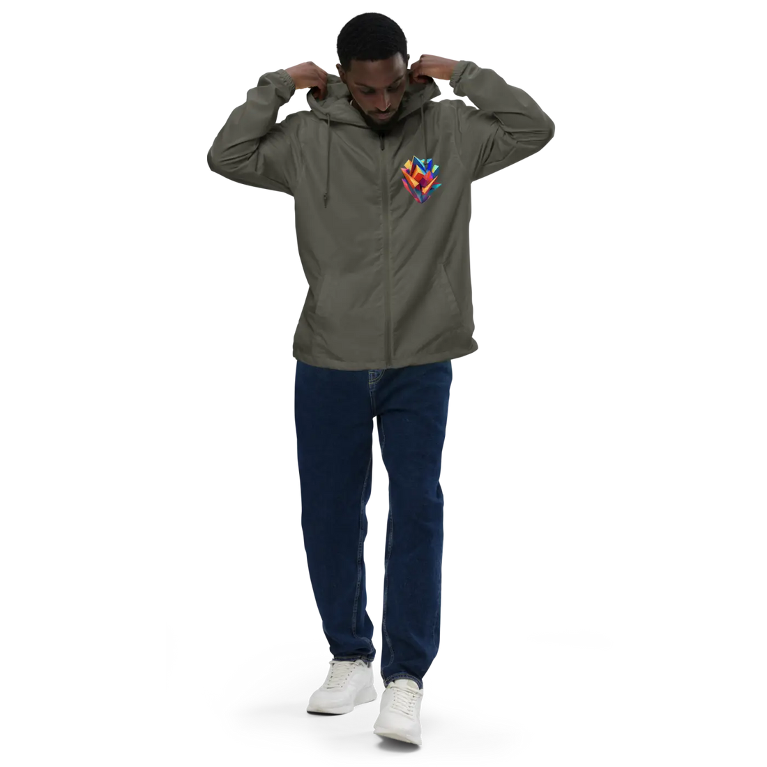 Geometric Pattern Zip Jacket Water Resistant - DipaliZ