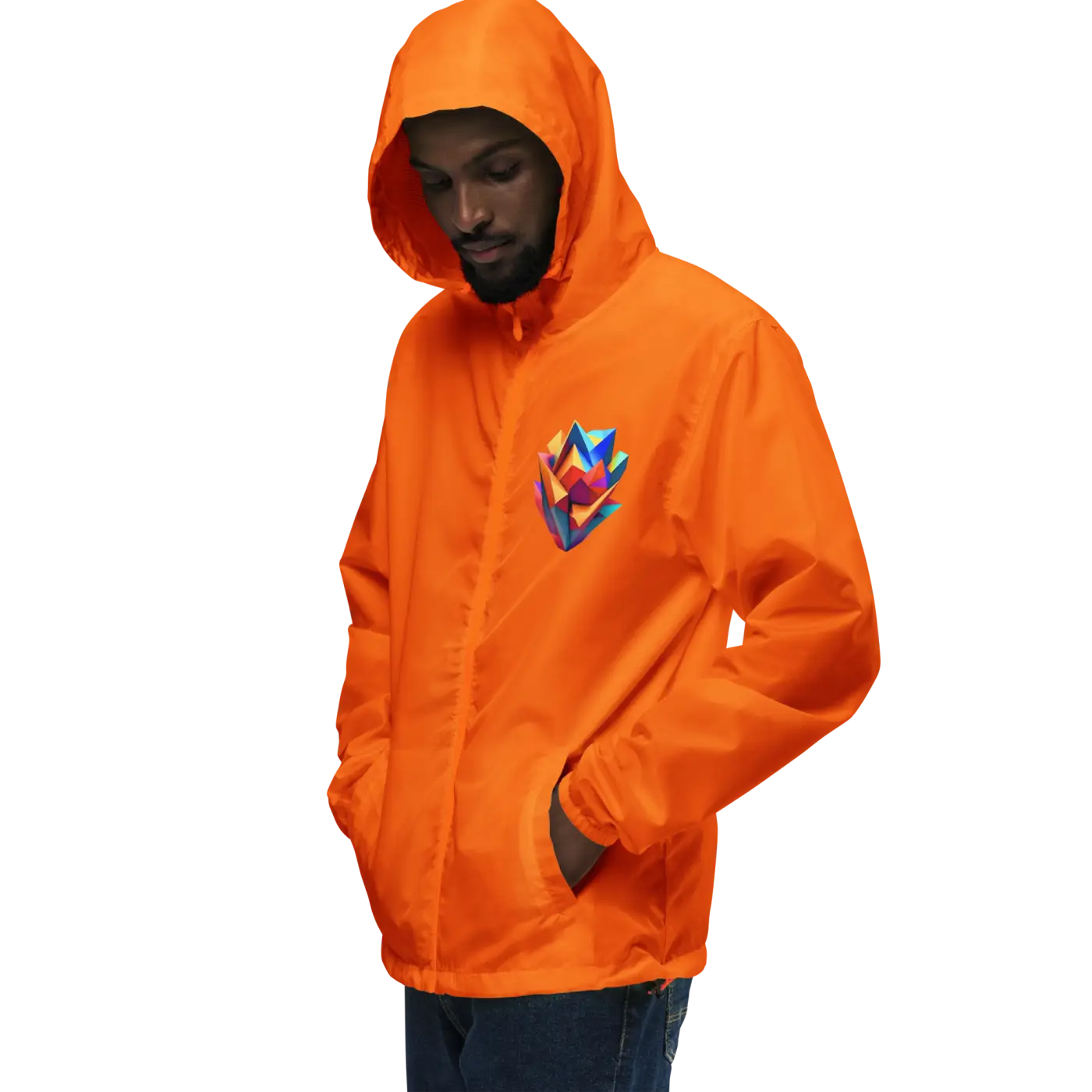 Geometric Pattern Zip Jacket Water Resistant - DipaliZ