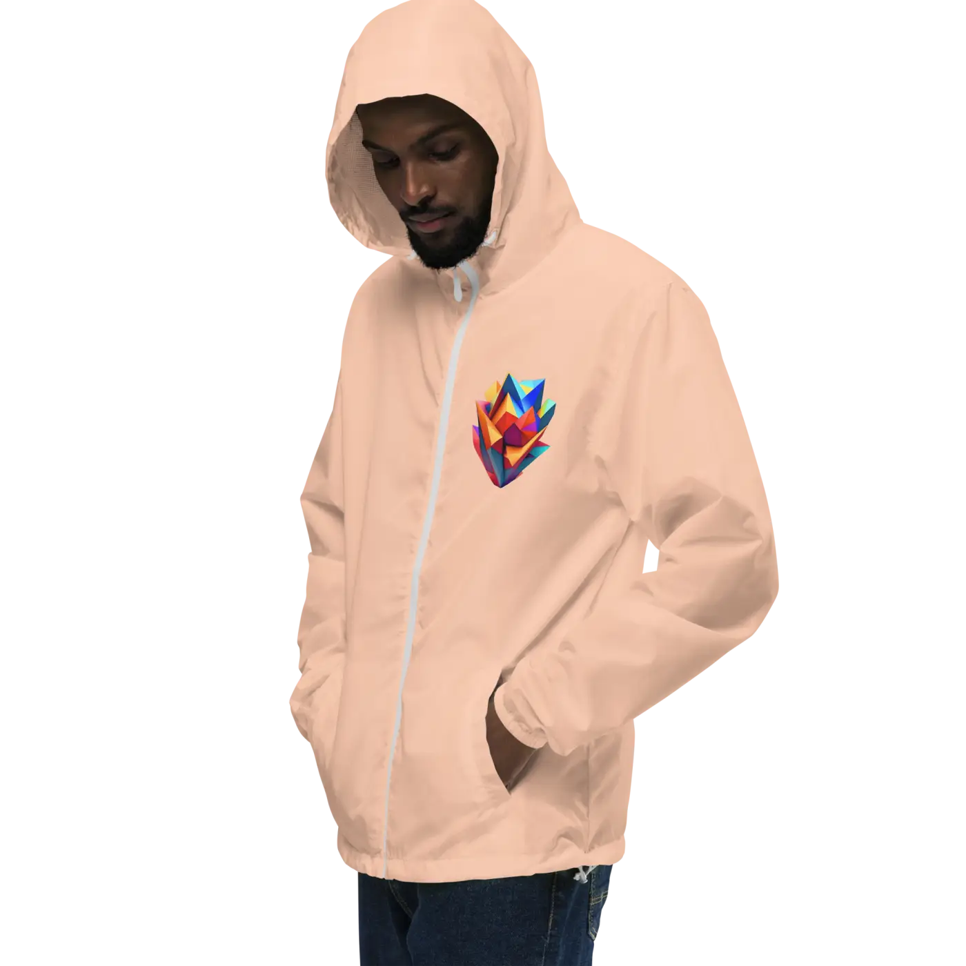 Geometric Pattern Zip Jacket Water Resistant - DipaliZ