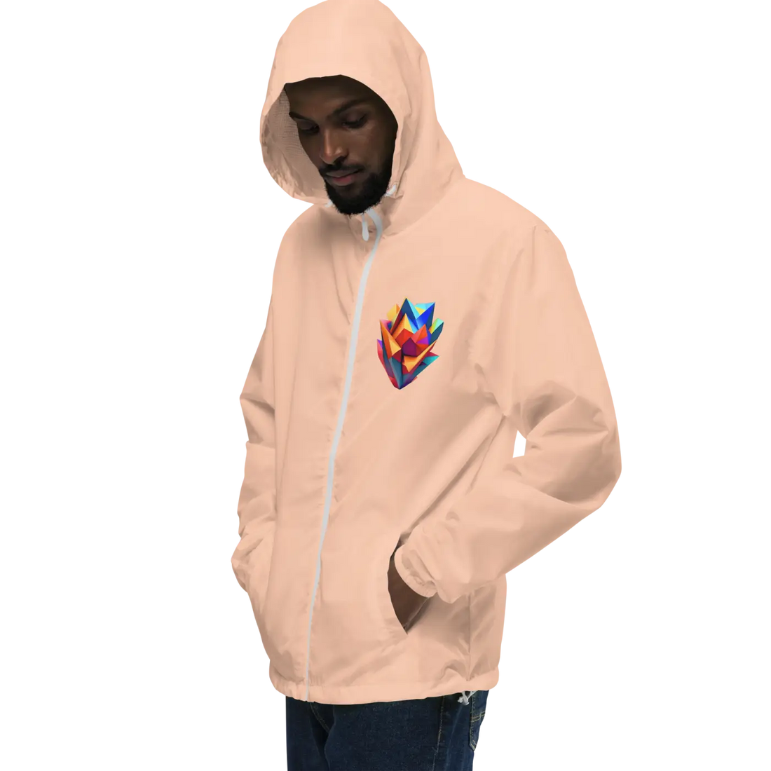 Geometric Pattern Zip Jacket Water Resistant - DipaliZ
