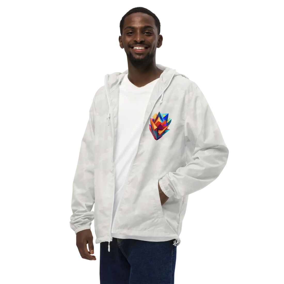 Geometric Pattern Zip Jacket Water Resistant - DipaliZ
