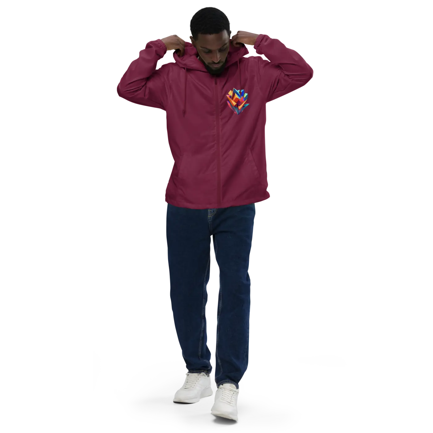 Geometric Pattern Zip Jacket Water Resistant - DipaliZ