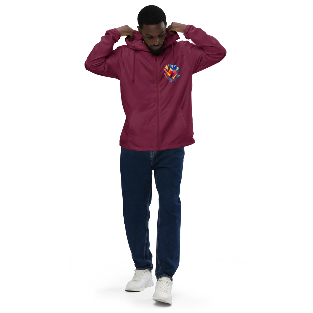 Geometric Pattern Zip Jacket Water Resistant - DipaliZ
