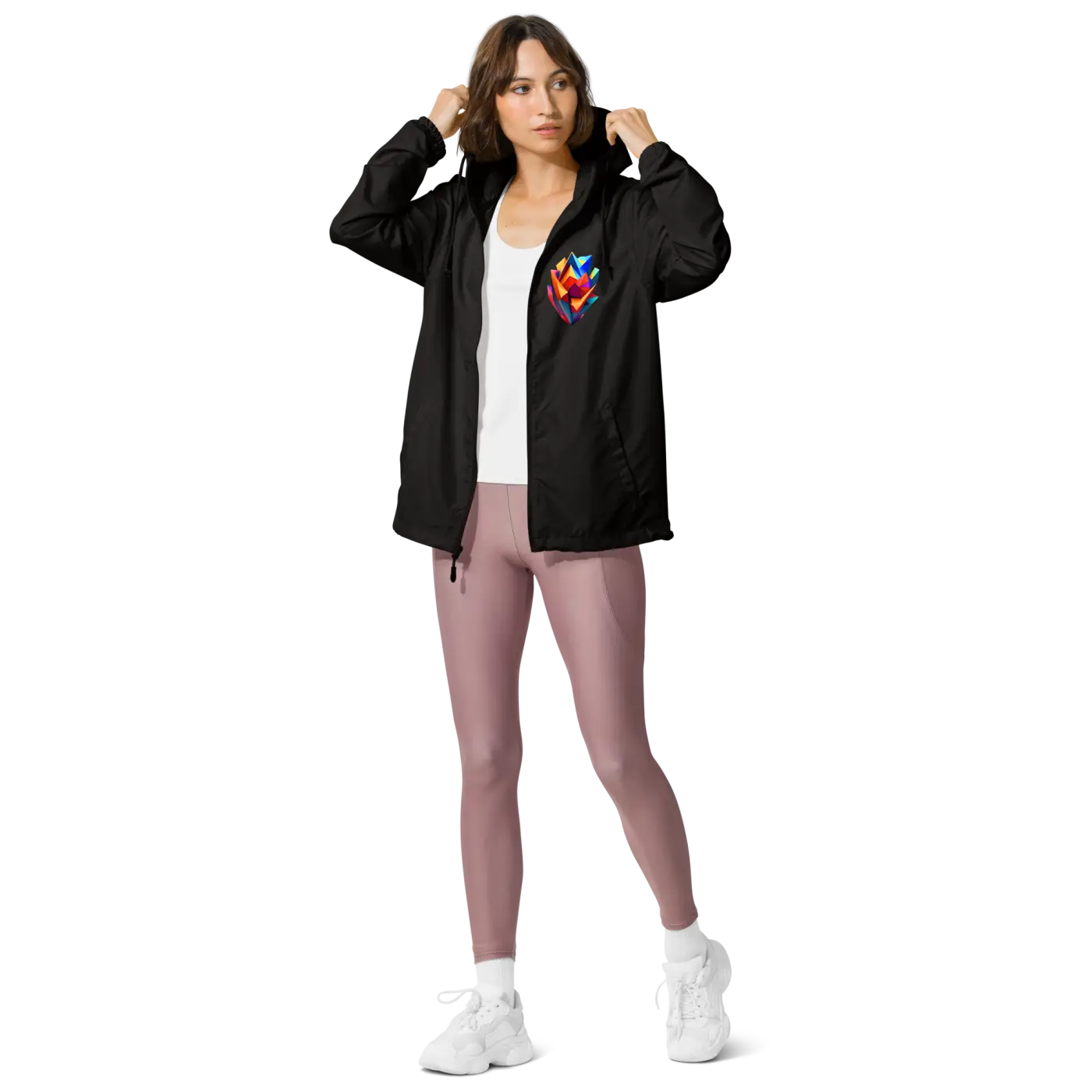 Geometric Pattern Zip Jacket Water Resistant - DipaliZ