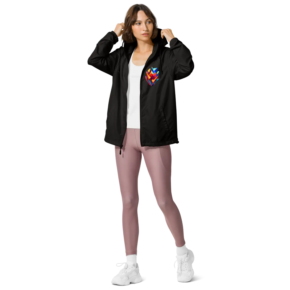 Geometric Pattern Zip Jacket Water Resistant - DipaliZ
