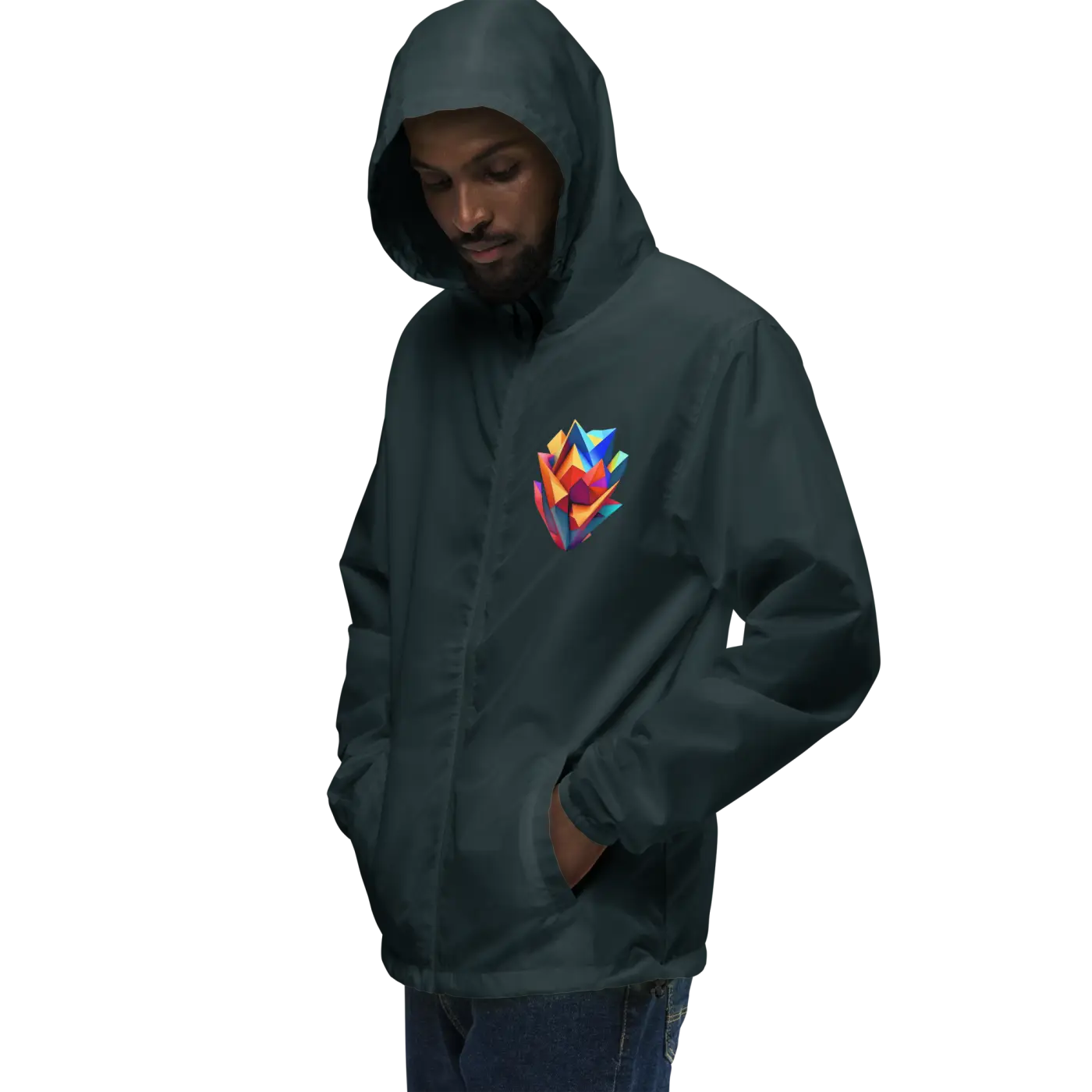Geometric Pattern Zip Jacket Water Resistant - DipaliZ