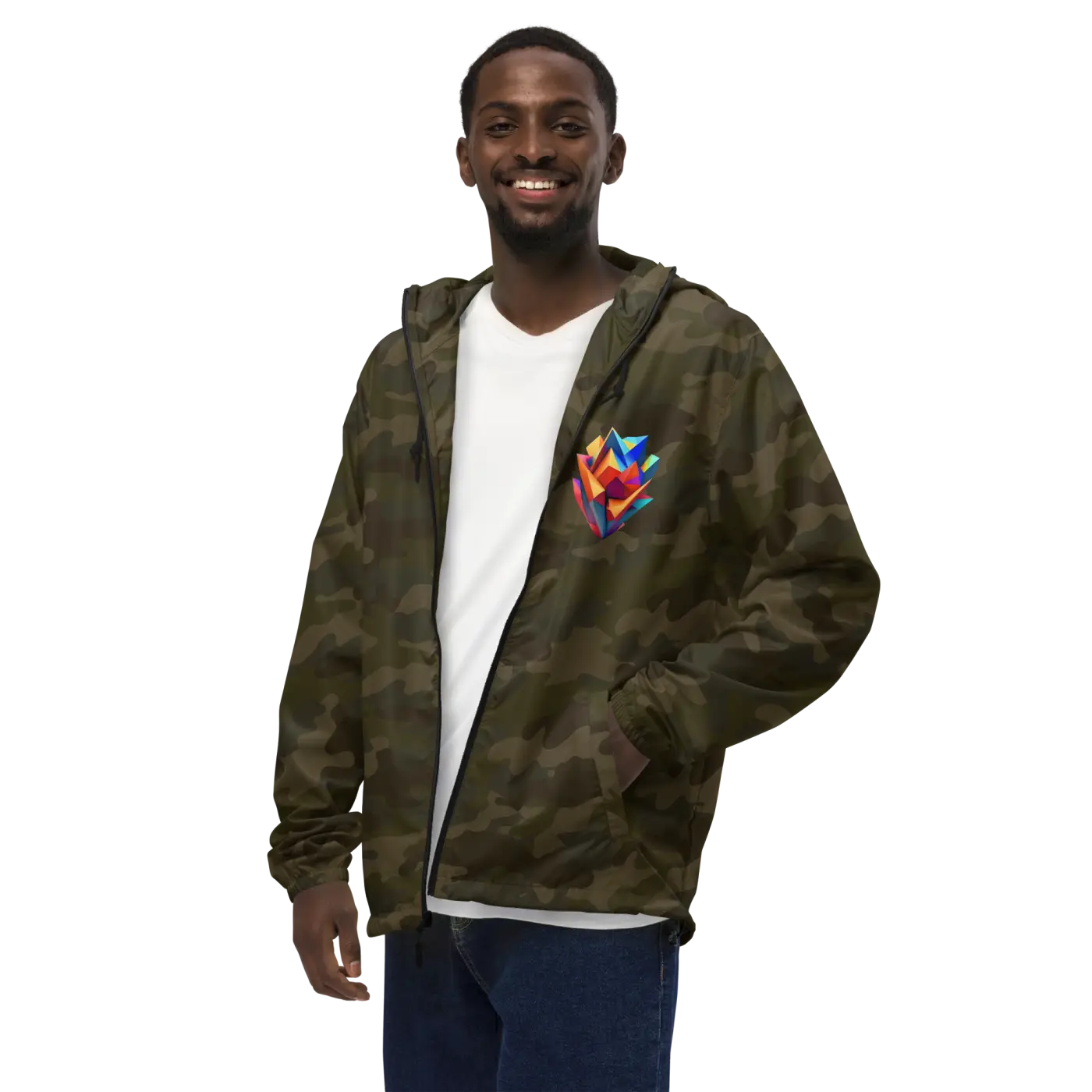 Geometric Pattern Zip Jacket Water Resistant - DipaliZ