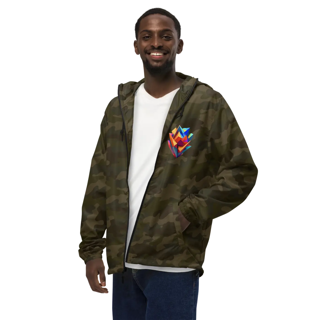 Geometric Pattern Zip Jacket Water Resistant - DipaliZ