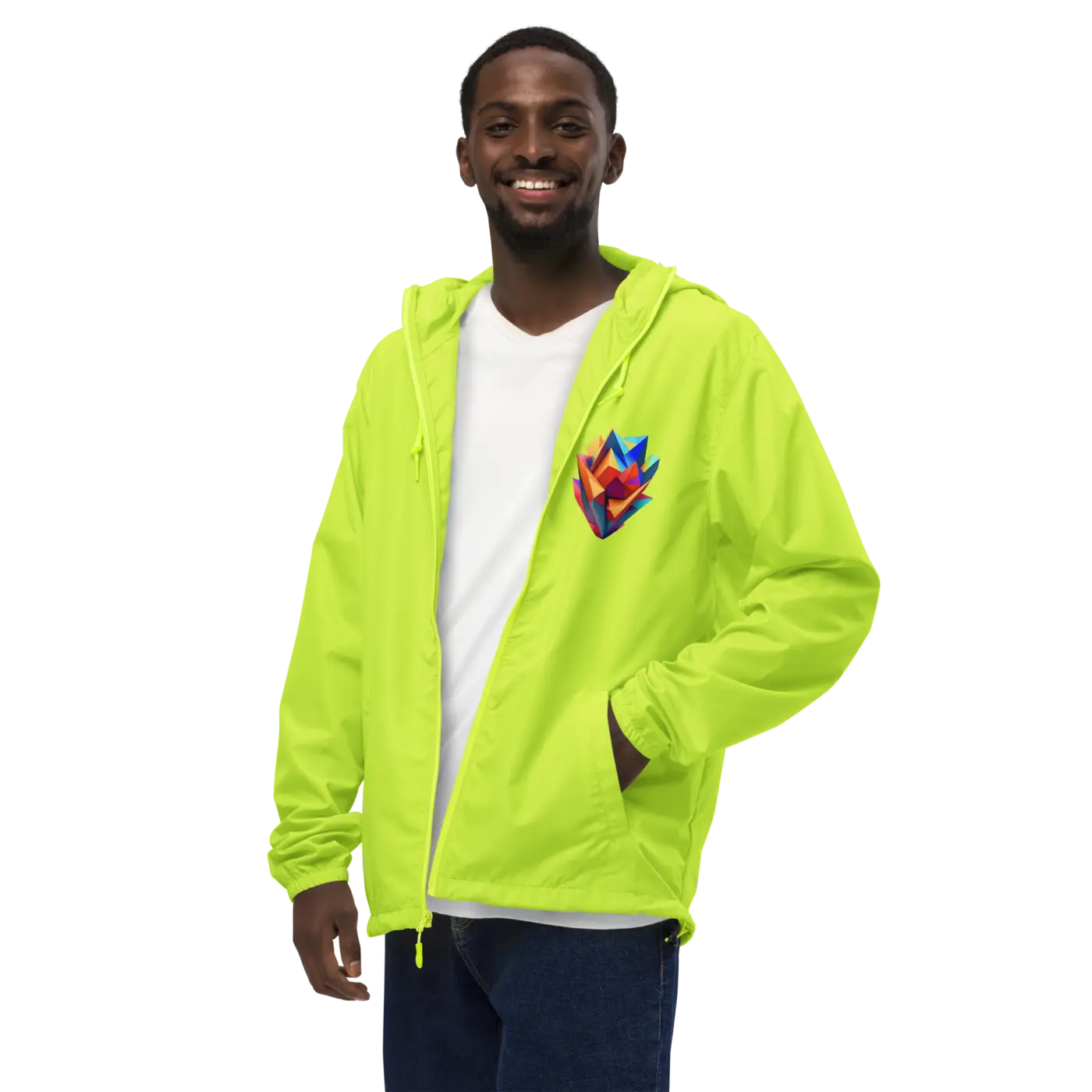 Geometric Pattern Zip Jacket Water Resistant - DipaliZ