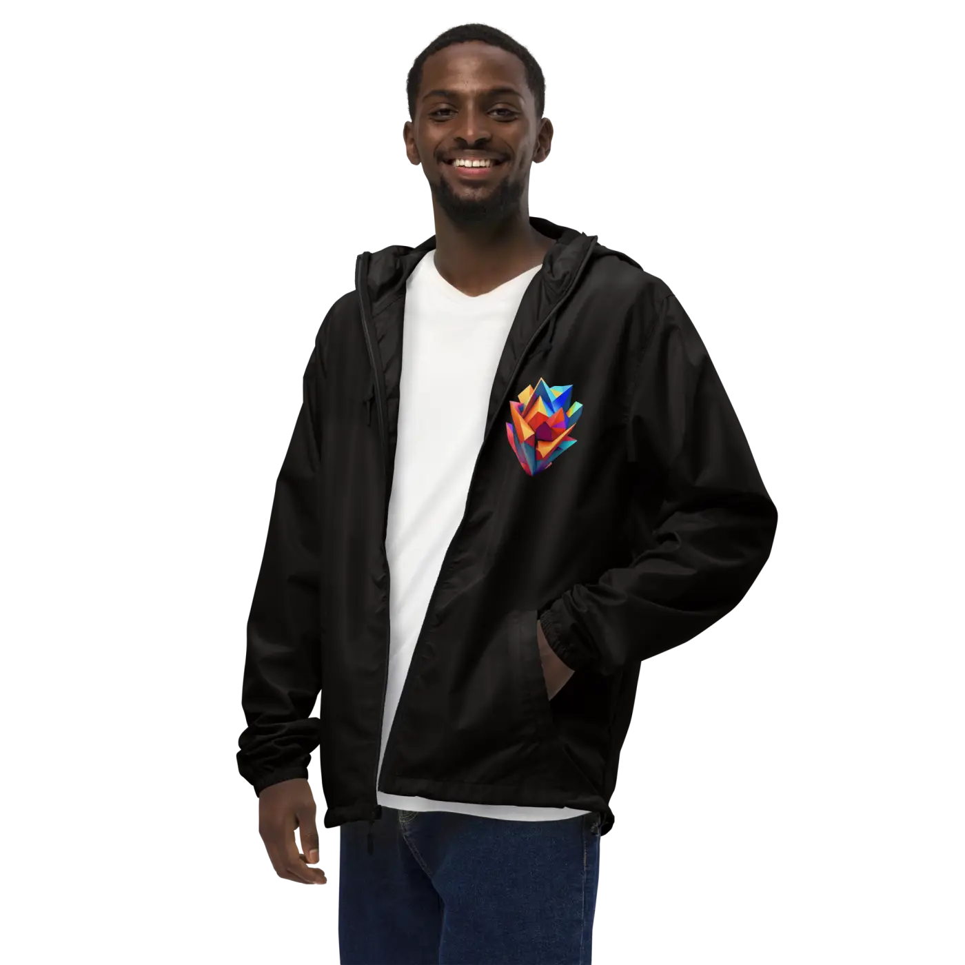 Geometric Pattern Zip Jacket Water Resistant - DipaliZ