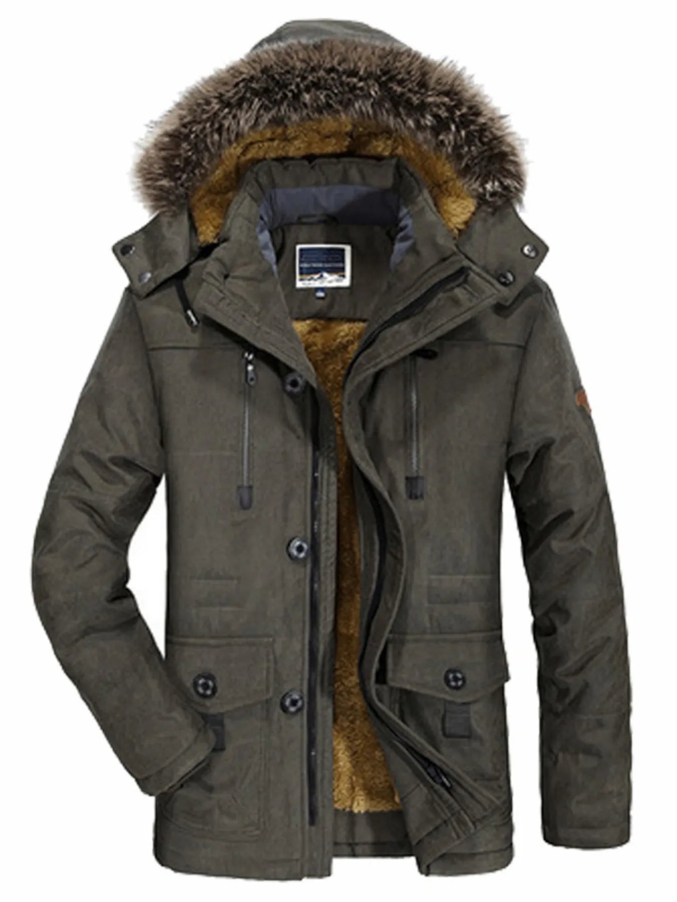 Men's Plus Size Warm Fur Hooded Winter Coat