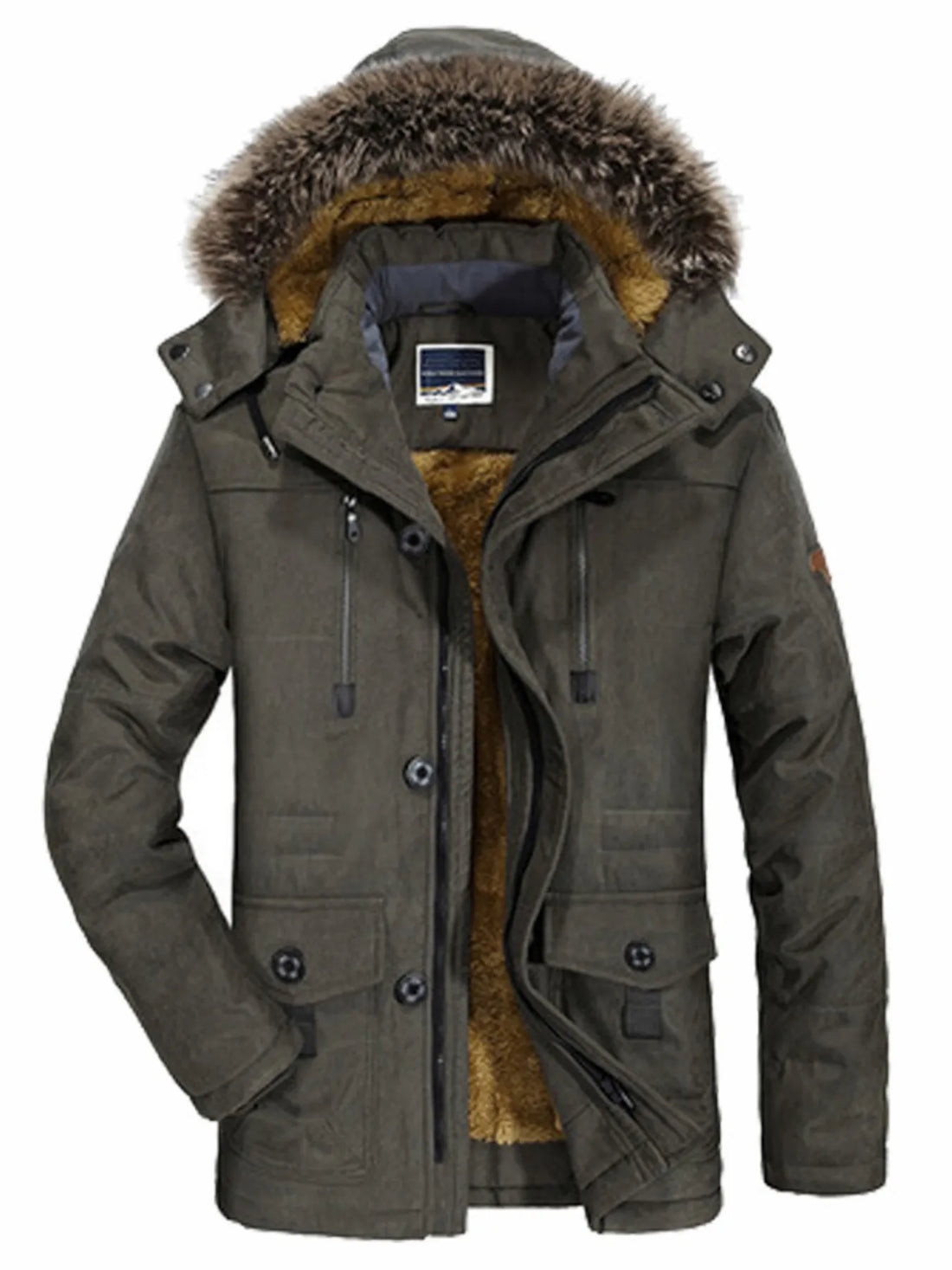 Men's Plus Size Warm Fur Hooded Winter Coat