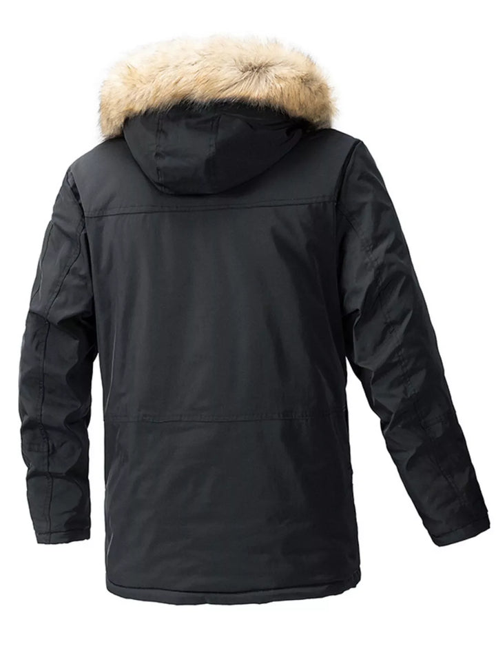 Men's Plus Size Fur Hooded Winter Parka Coat
