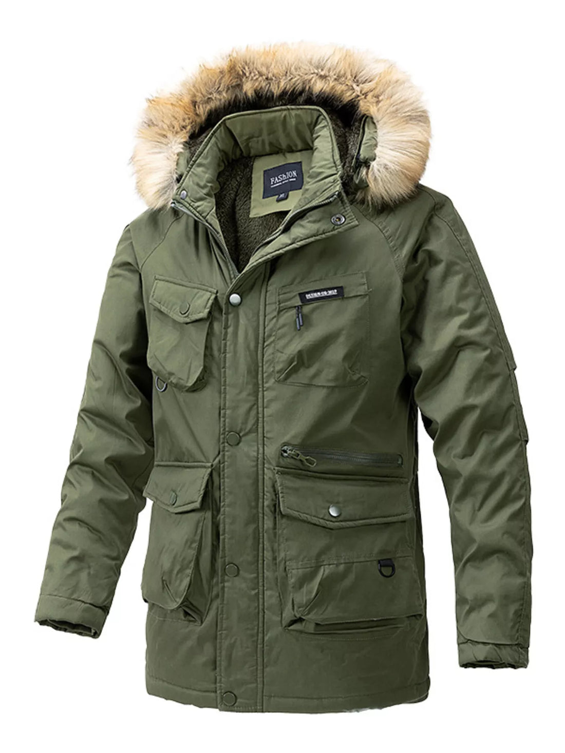 Men's Plus Size Fur Hooded Winter Parka Coat