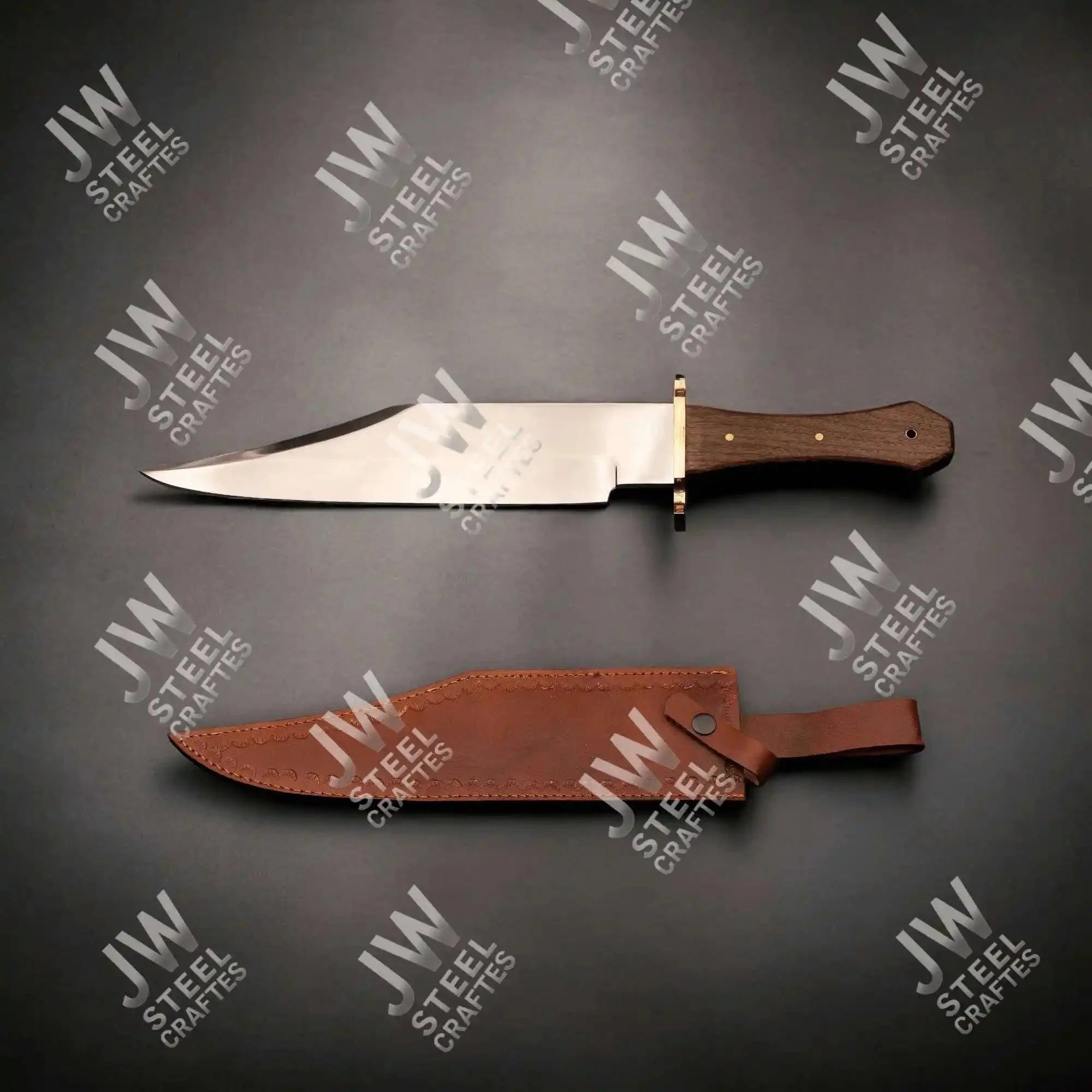 Clip Point High Carbon Steel Bowie Knife, Hand Forged, Rosewood Handle