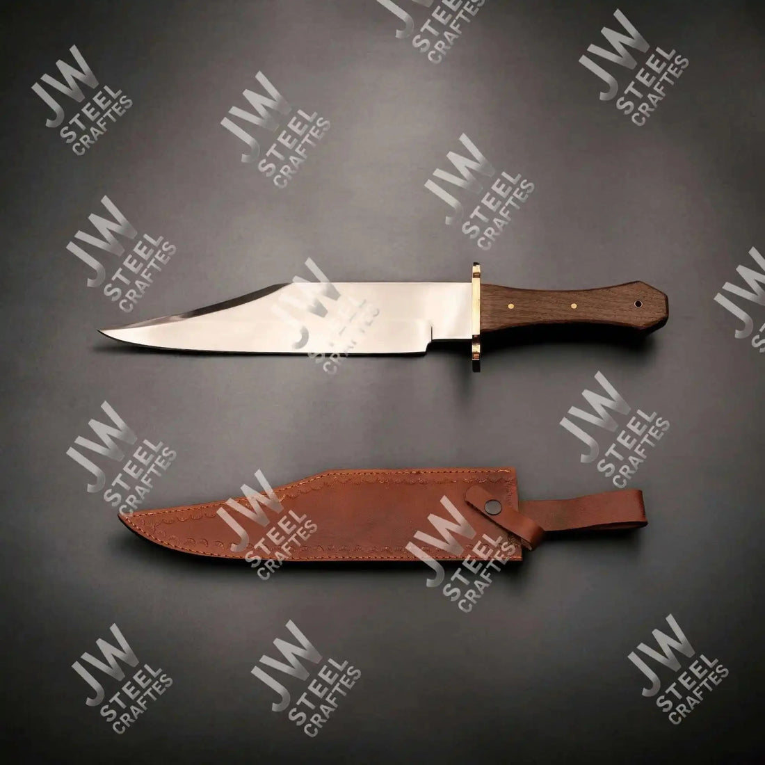 Clip Point High Carbon Steel Bowie Knife, Hand Forged, Rosewood Handle