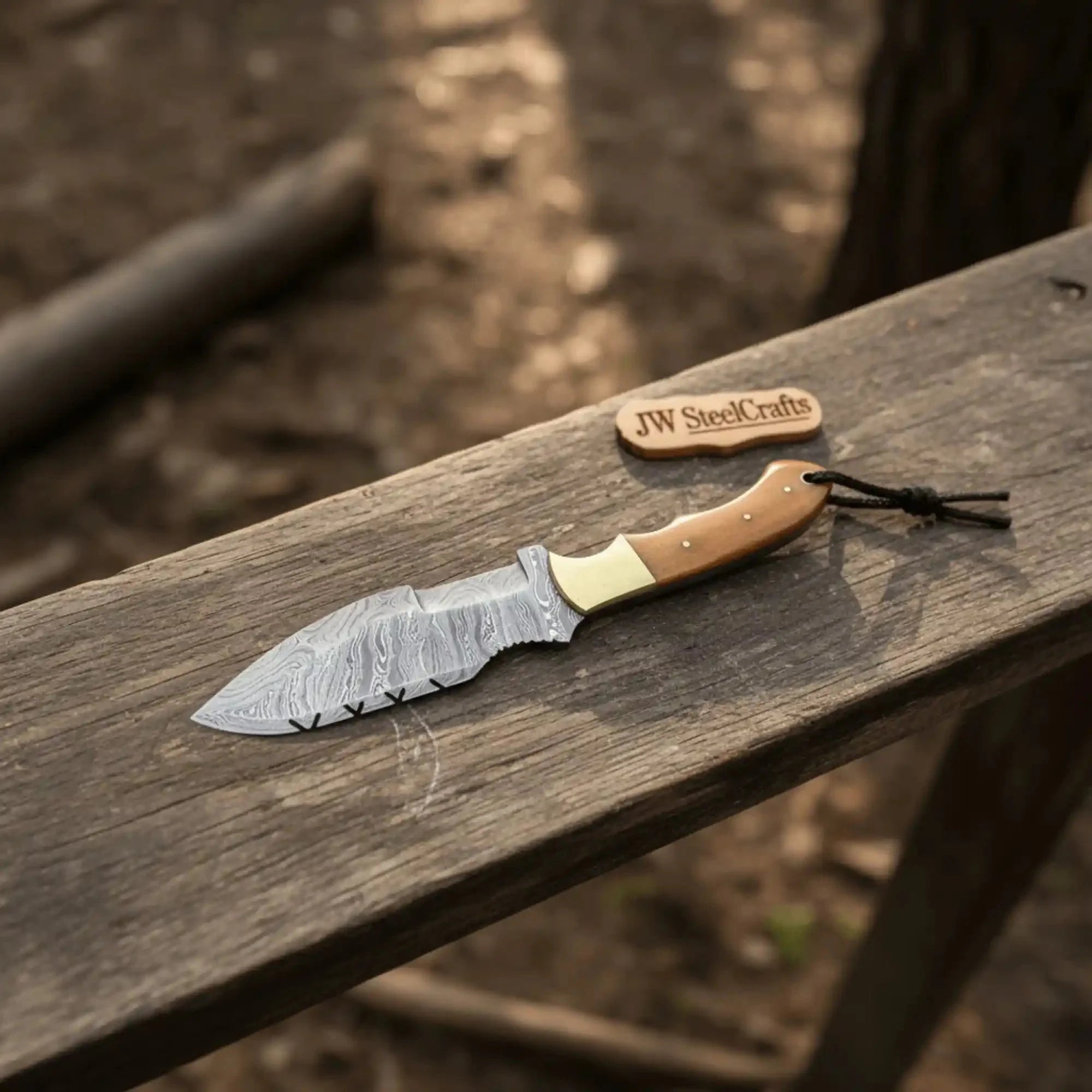 Damascus Steel Tracker Knife – Multiple Handle Colors | JW SteelCrafts