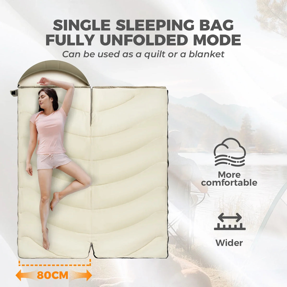 Cotton Envelope Sleeping Bag Portable Backpacking Camping Compression Sack