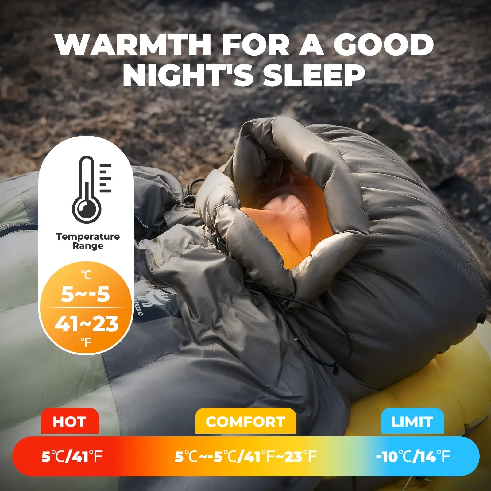 650 Fill Power Down Sleeping Bag Waterproof Backpacking Camping Hiking