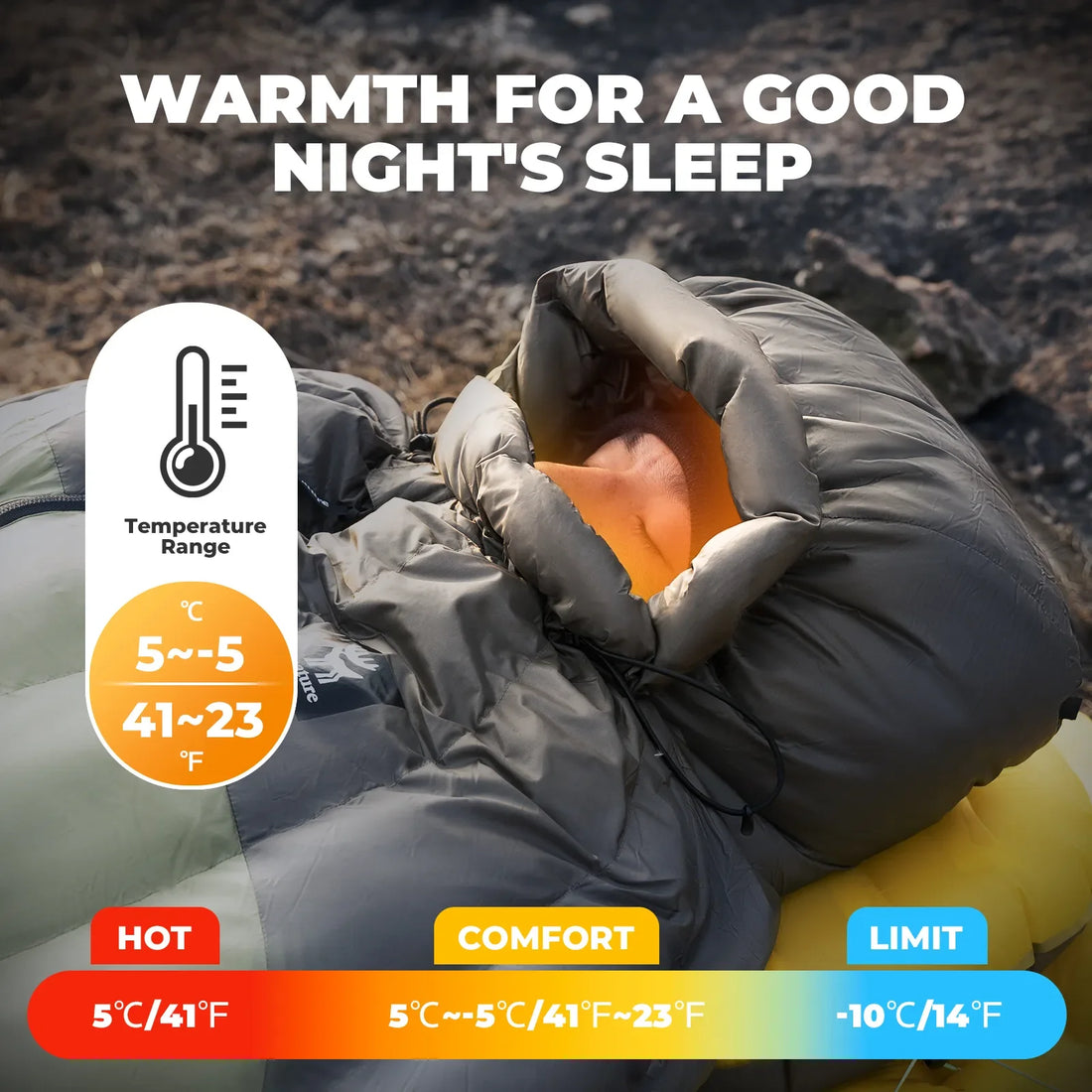 650 Fill Power Down Sleeping Bag Waterproof Backpacking Camping Hiking