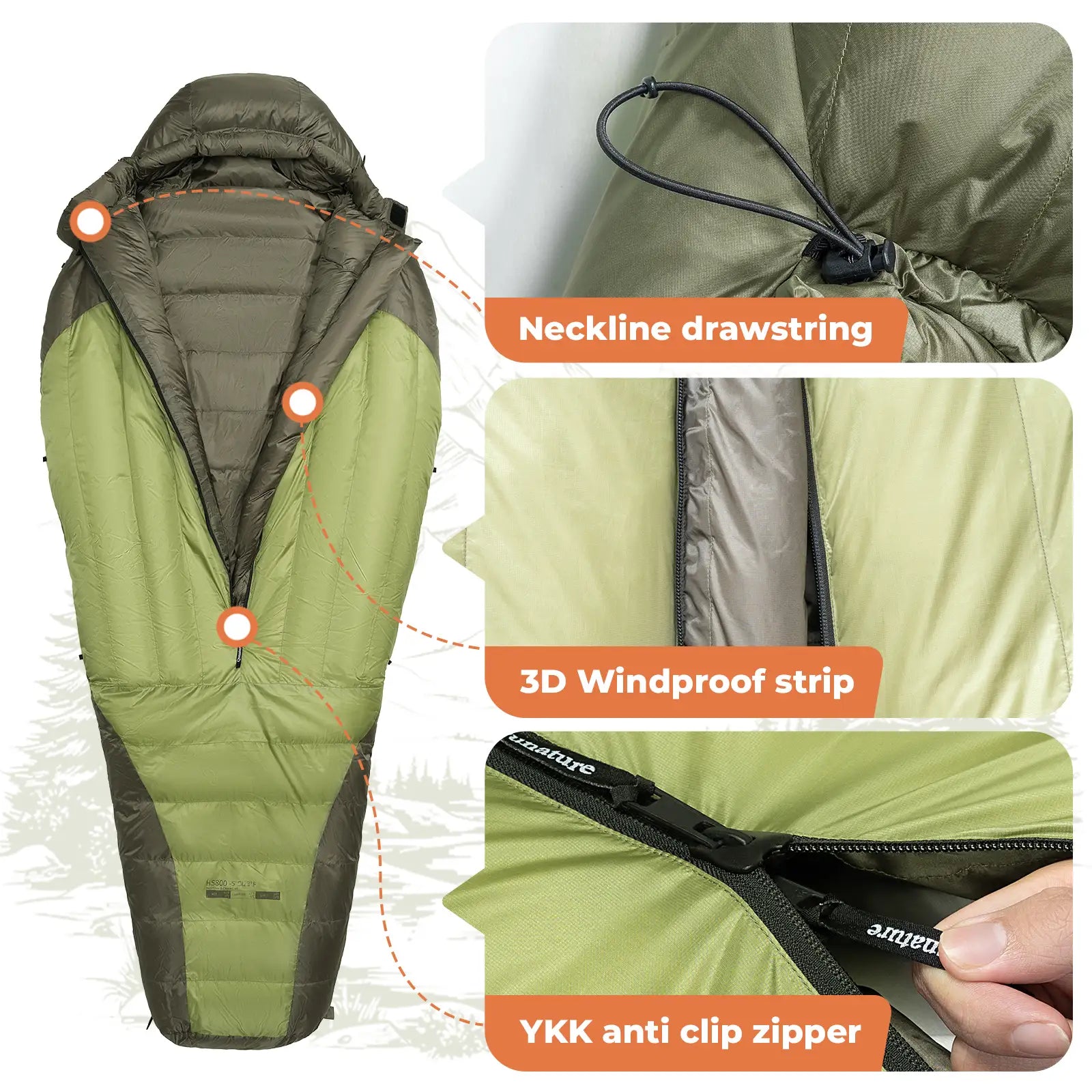 650 Fill Power Down Sleeping Bag Waterproof Backpacking Camping Hiking