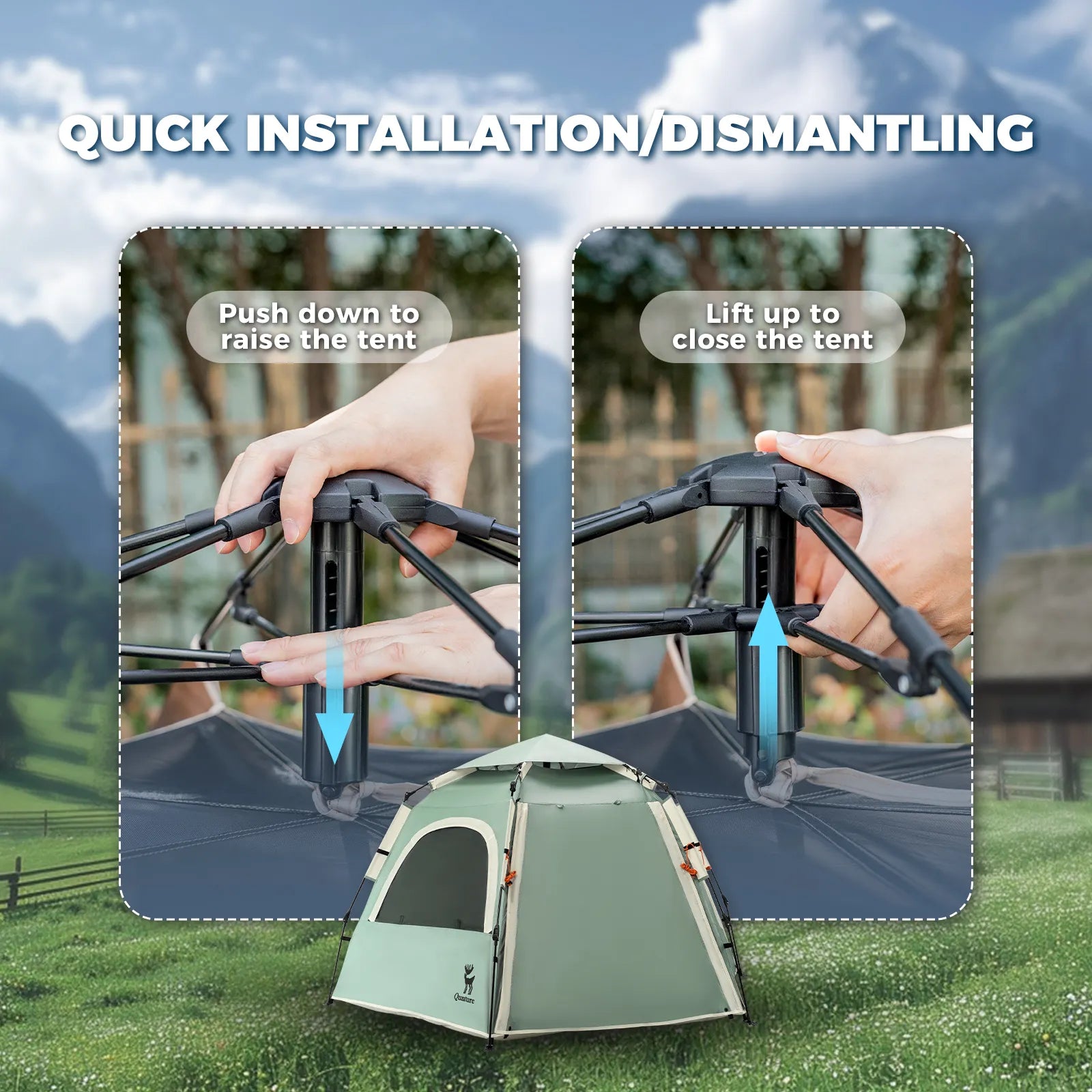 Quick Setup Hexagonal Tent UPF50+ Waterproof Lightweight