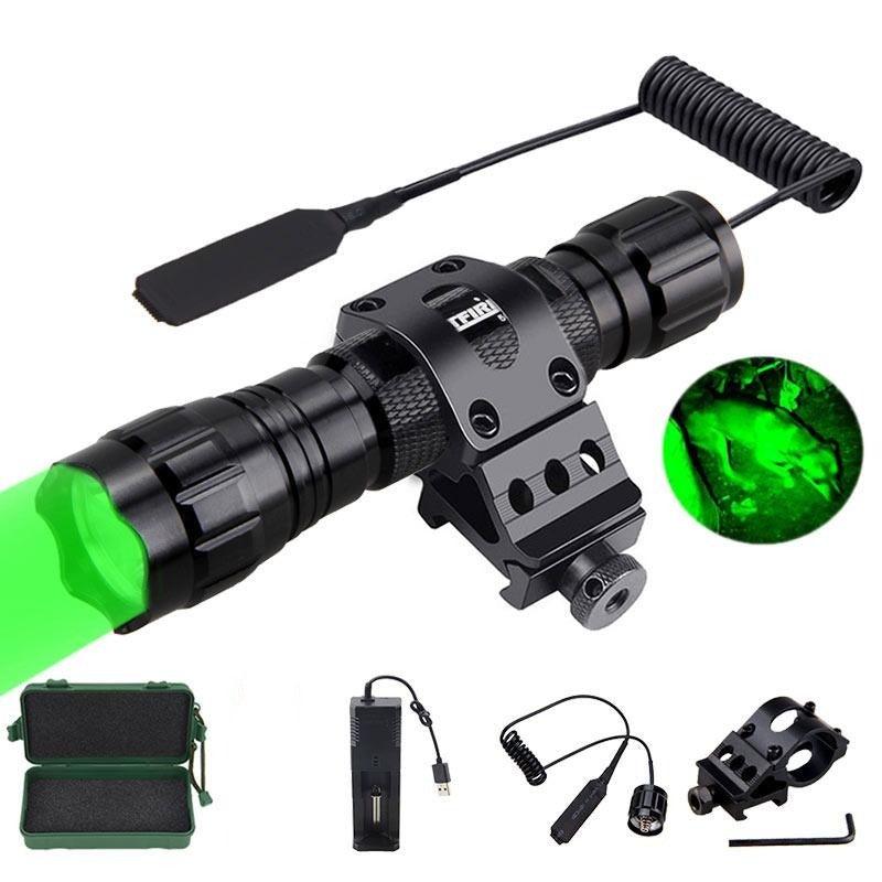 Rechargeable USB LED Tactical Flashlight High Lumen Rail Mount Hunting