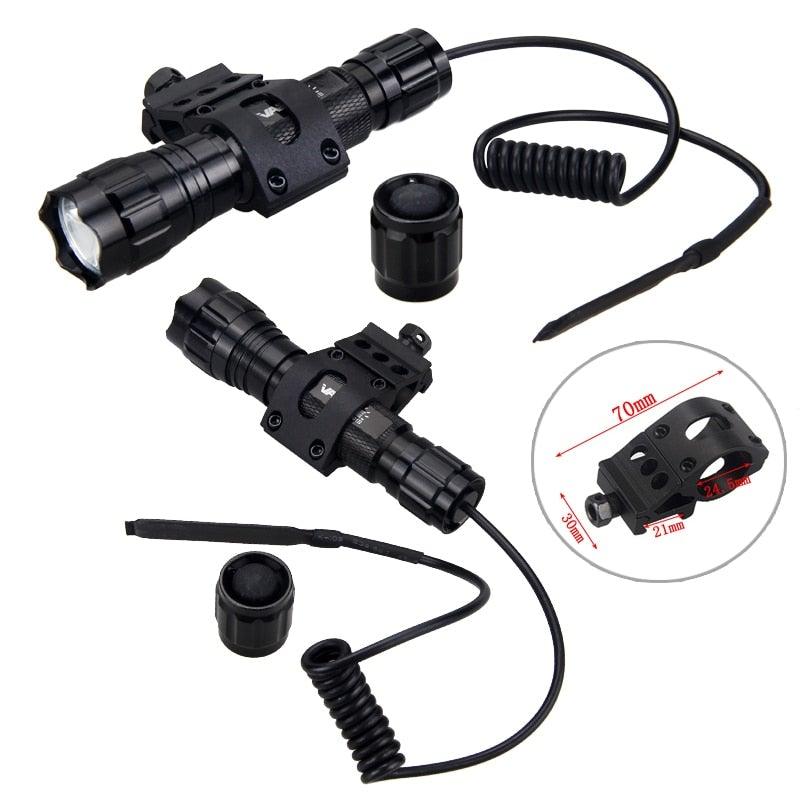 Rechargeable USB LED Tactical Flashlight High Lumen Rail Mount Hunting
