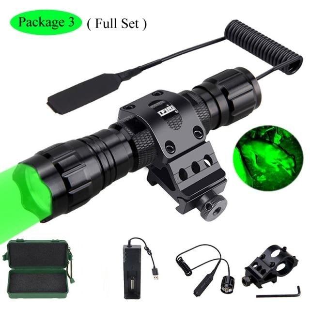 Rechargeable USB LED Tactical Flashlight High Lumen Rail Mount Hunting