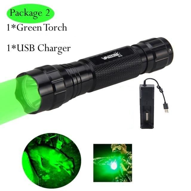 Rechargeable USB LED Tactical Flashlight High Lumen Rail Mount Hunting