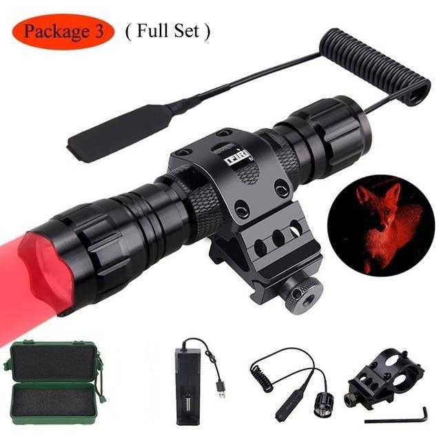 Rechargeable USB LED Tactical Flashlight High Lumen Rail Mount Hunting